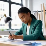 Home 4 패션디자인 자격증 관련 온라인 강의 추천 - **Prompt:** A young, diverse female fashion designer, wearing stylish yet practical workwear (e.g., ...