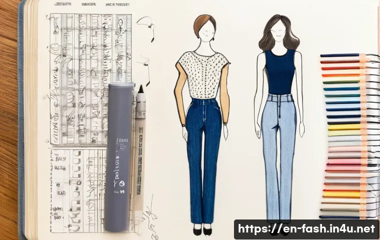 패션디자인 실습 노트 작성법 - A well-organized fashion designer’s notebook page featuring a clean, consistent layout: top section ...